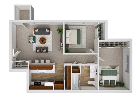Floor plan for 2 beds, 1 bath, 800 sqft